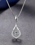 925 Sterling Silver Crystal Water Drop Pendant Necklace Women Girls Jewellery UK - Toi ‘n’ Moi Ltd