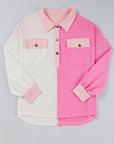 Bonbon Color Block Chest Pockets Half Button Plus Size Sweatshirt - Toi ‘n’ Moi Ltd