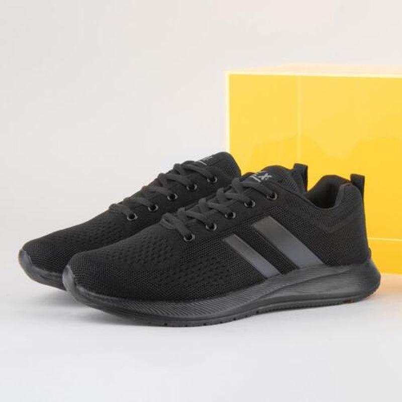Mens Trainers Black Adults Lace up Casual Sportswear Knitted SIZE - Toi ‘n’ Moi Ltd