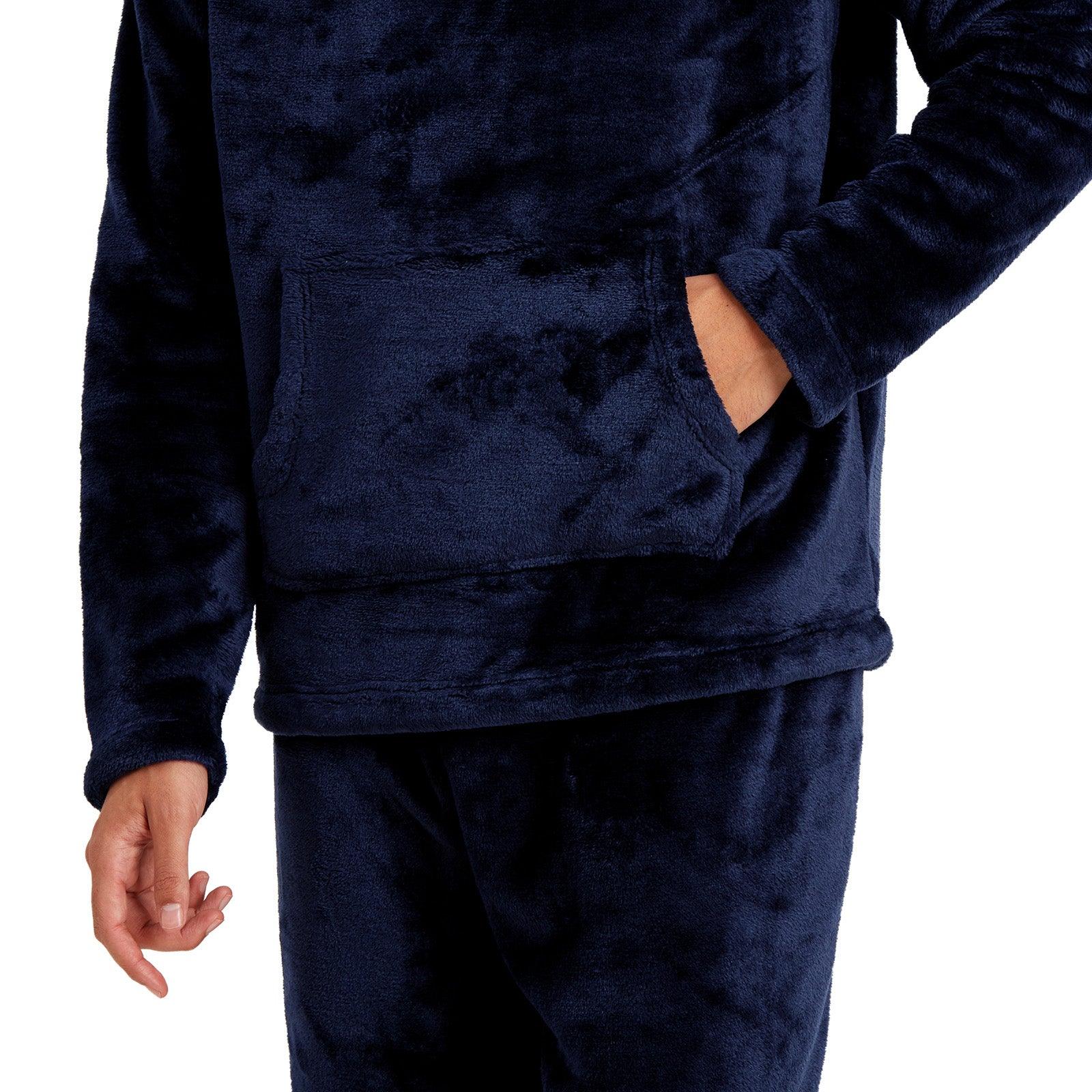 Snuggaroo Mens Soft Fleece Hooded Pjs Pyjama Bottoms Top Loungewear Set - Toi ‘n’ Moi Ltd