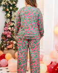 Black Plus Size Printed Long Sleeve and Pants Lounge Set - Toi ‘n’ Moi Ltd