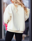 Beige Sherpa HOWDY Patched Pullover Sweatshirt - Toi ‘n’ Moi Ltd