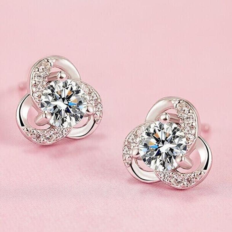 Womens Girls 925 Sterling Silver Crystal Swirl Stud Earrings Jewellery Gift UK - Toi ‘n’ Moi Ltd