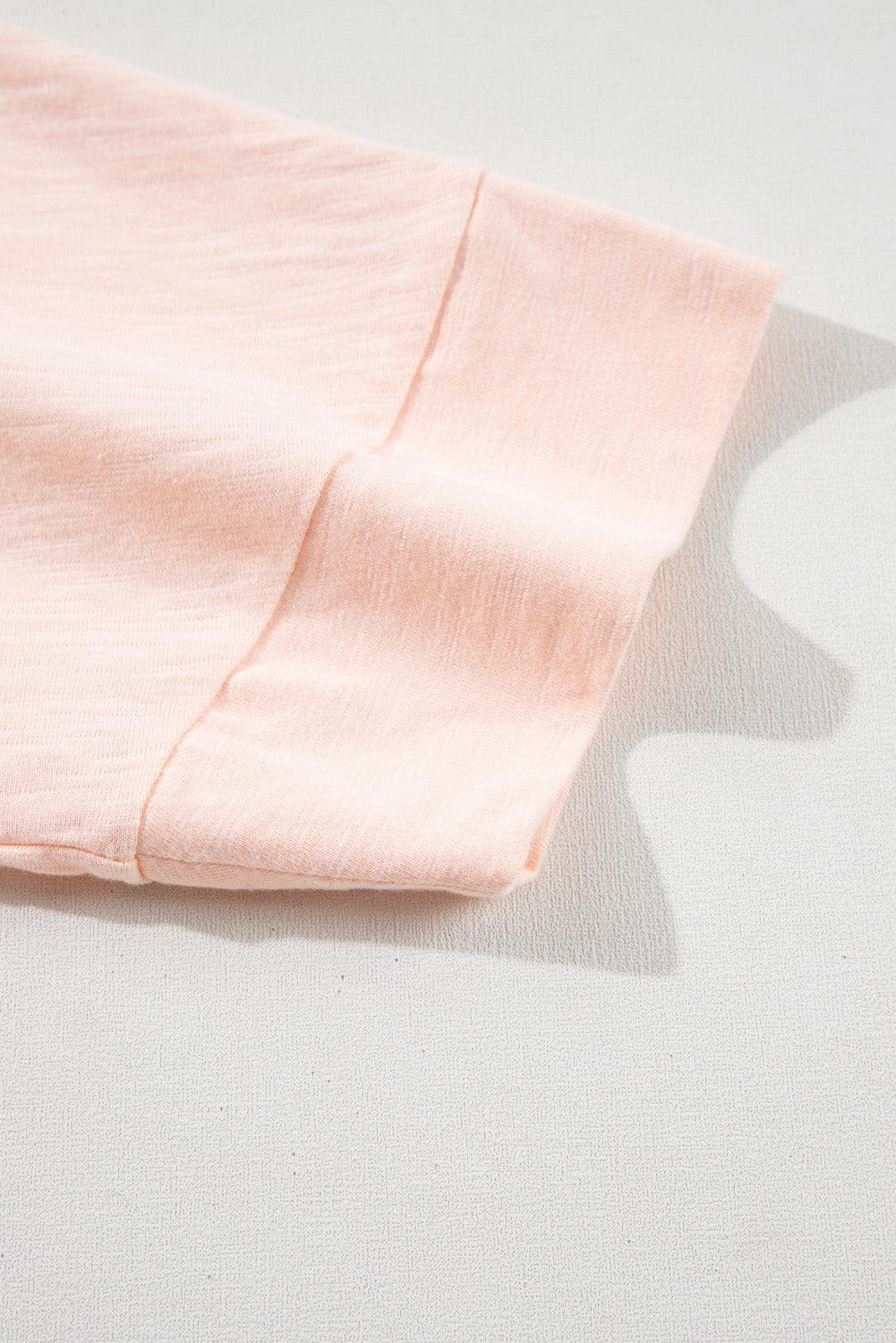 Apricot Pink Plus Size Flower Patchwork Exposed Seam High Low Top - Toi ‘n’ Moi Ltd