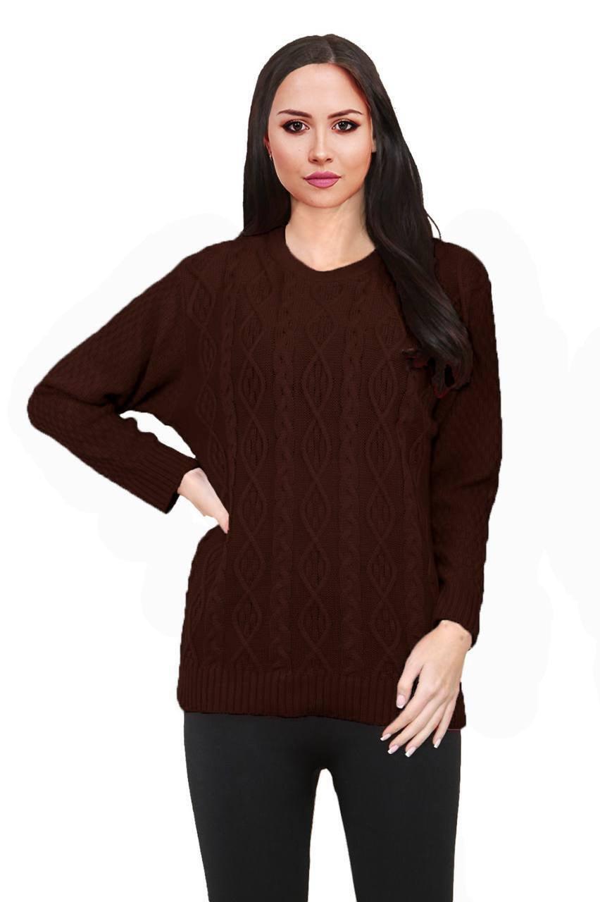 Women Long Sleeve Chunky Cable Knitted Crew Neck Winter Sweater Jumper Top - Toi ‘n’ Moi Ltd