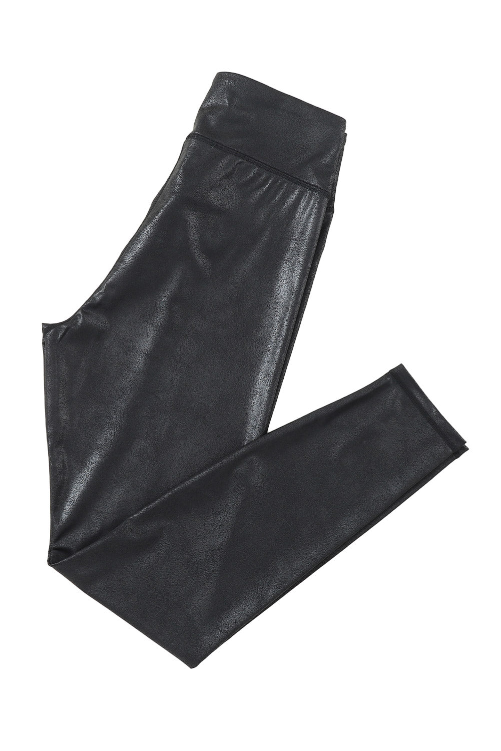 Black Crossed Dip Waist Sleek Leather Leggings - Toi ‘n’ Moi Ltd