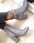 Buckle Faux Suede Ankle Boots - Toi ‘n’ Moi Ltd