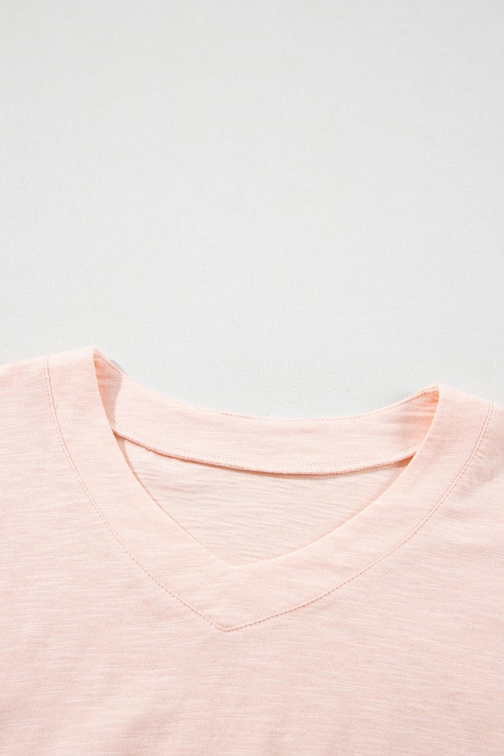 Apricot Pink Plus Size Flower Patchwork Exposed Seam High Low Top - Toi ‘n’ Moi Ltd