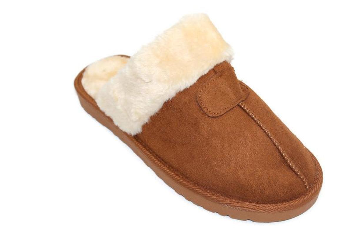 WOMENS LADIES FAUX FUR LINED SLIP on COMFY WARM WINTER SLIPPERS MULES SHOES SIZE - Toi ‘n’ Moi Ltd