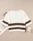 Brown Stripe Cropped Drop Sleeve Sweater - Toi ‘n’ Moi Ltd