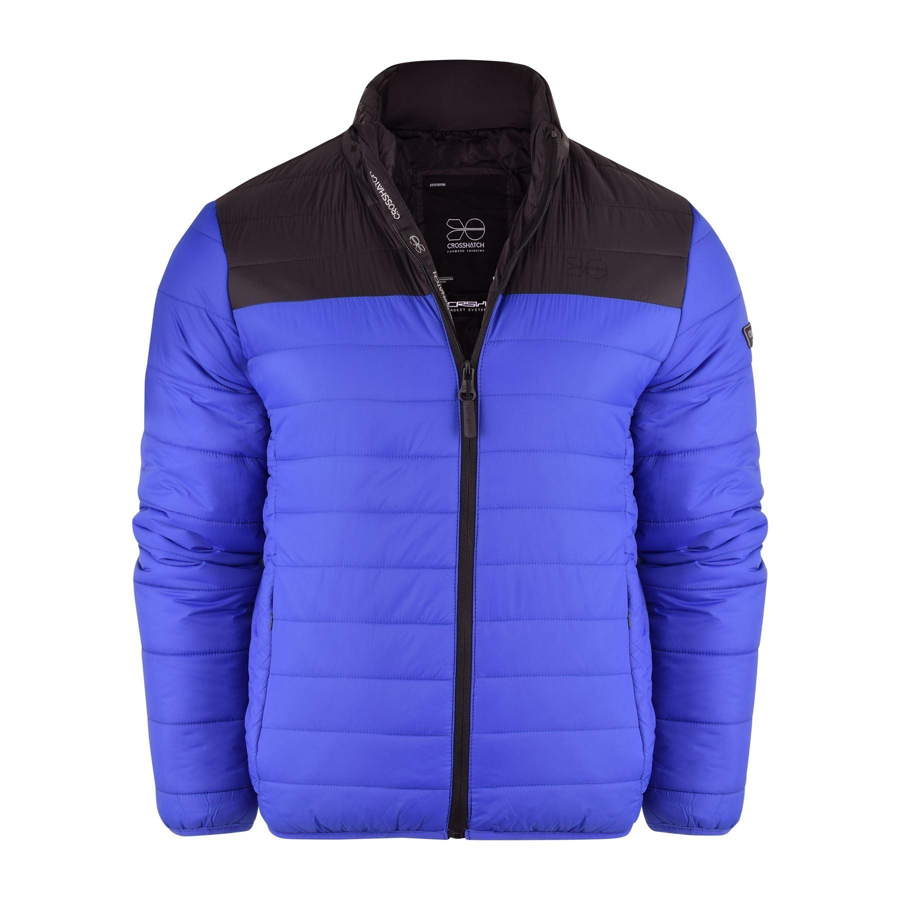 Mens Crosshatch Padded Jacket Inner and Zip Side Pockets Staywarm Contrast Coat - Toi ‘n’ Moi Ltd