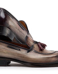 Paul Parkman Men's Split Toe Tassel Loafers Brown Patina Leather (ID