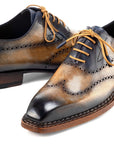Paul Parkman Goodyear Welted Men's Wingtip Oxfords Camel & Navy (ID