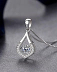 925 Sterling Silver Crystal Water Drop Pendant Necklace Women Girls Jewellery UK - Toi ‘n’ Moi Ltd