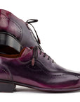 Paul Parkman Handmade Lace-Up Casual Shoes For Men Purple Burnished (ID