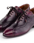 Paul Parkman Handmade Lace-Up Casual Shoes For Men Purple Burnished (ID