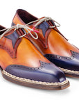 Paul Parkman Norwegian Welted Wingtip Men's Dress Shoes Blue & Camel (ID