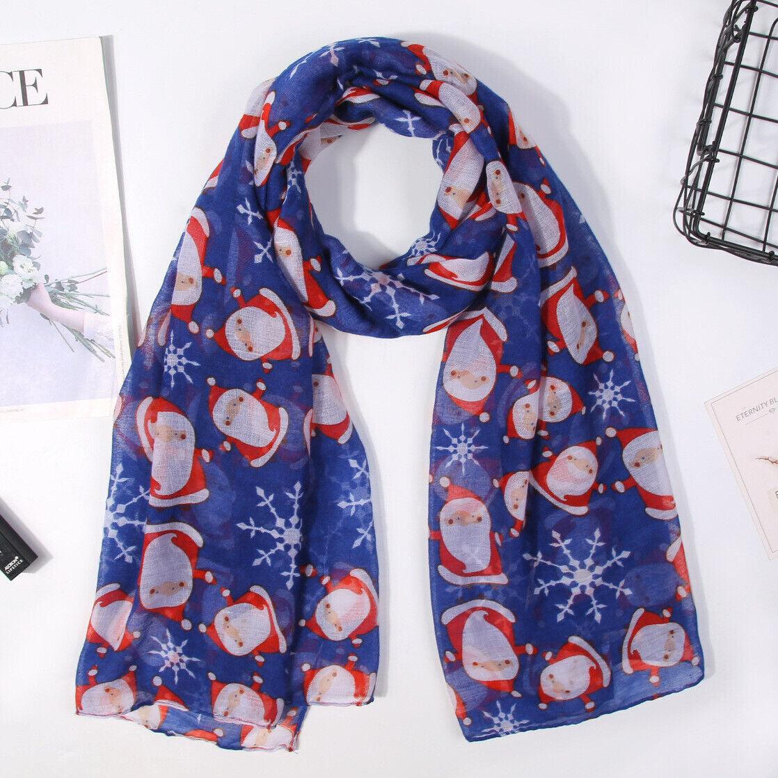 Womens Ladies Christmas Festive Scarf Santa Claus Snowman Print Winter Gifts UK - Toi ‘n’ Moi Ltd
