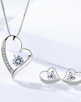 925 Sterling Silver Crystal Heart Pendant Necklace Stud Earrings Womens Gift - Toi ‘n’ Moi Ltd