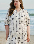 Apricot Bow Printed Puff Sleeve Ruffled Plus Size Mini Dress - Toi ‘n’ Moi Ltd