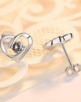 Women Crystal Heart Swirl Stud Earrings 925 Sterling Silver Jewellery Gift UK - Toi ‘n’ Moi Ltd