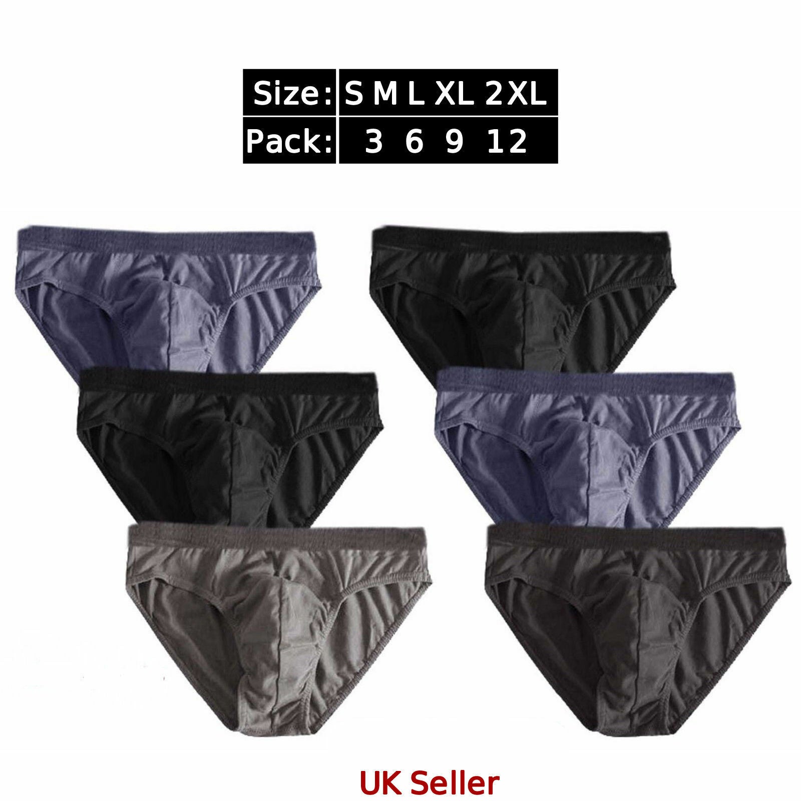 Mens Classic Sports Soft Cotton Underwear Ribbed Slips Fit Briefs Pants S-XL Lot - Toi ‘n’ Moi Ltd