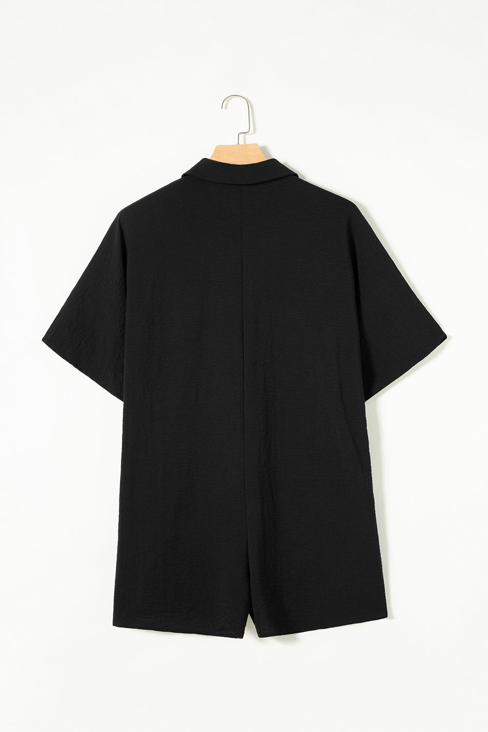 Black Half Button Collared Loose Romper - Toi ‘n’ Moi Ltd