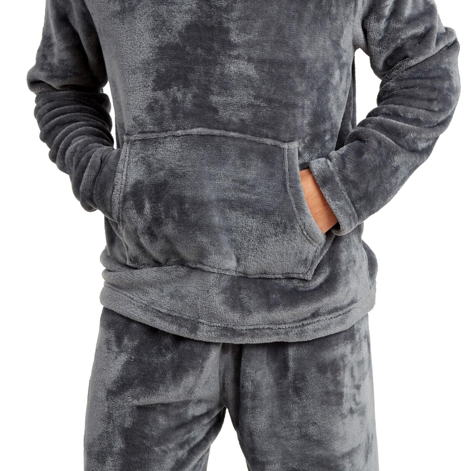 Snuggaroo Mens Soft Fleece Hooded Pjs Pyjama Bottoms Top Loungewear Set - Toi ‘n’ Moi Ltd