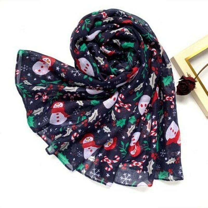 Womens Ladies Christmas Festive Scarf Santa Claus Snowman Print Winter Gifts UK - Toi ‘n’ Moi Ltd