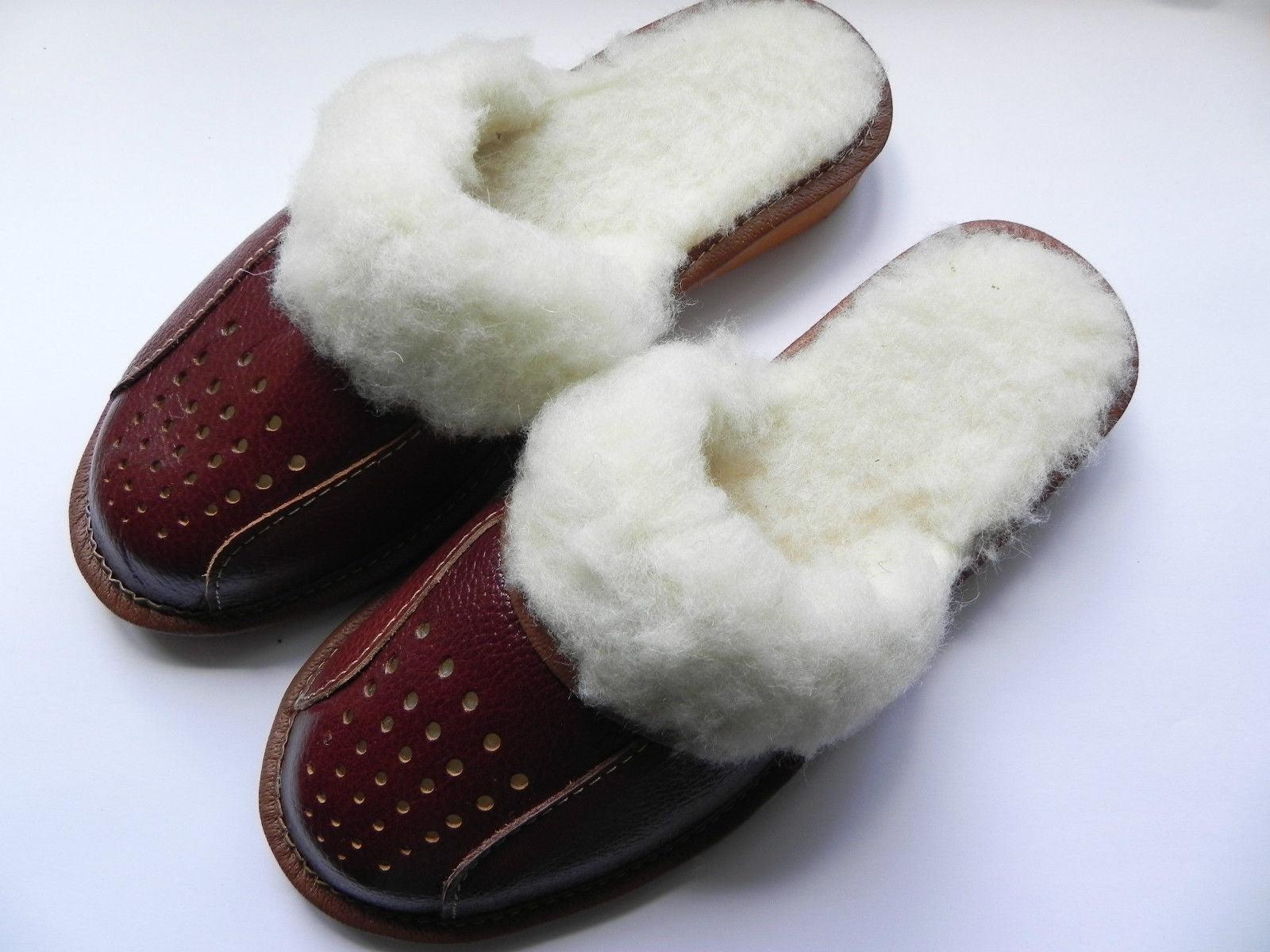 Women`S/Ladies Winter Slippers 100% Natural Leather&Sheepw - Toi ‘n’ Moi Ltd