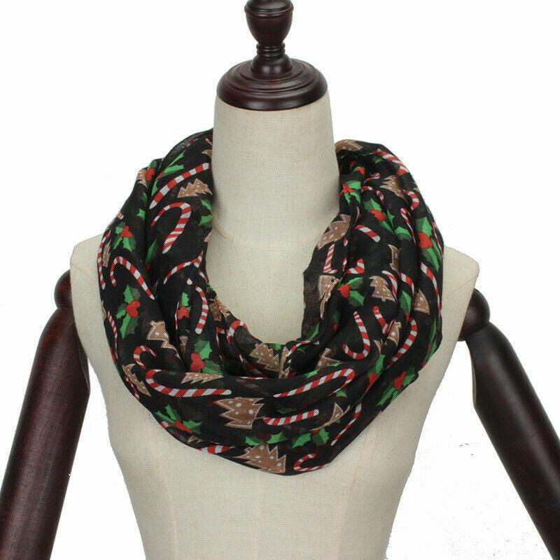 Womens Ladies Christmas Festive Scarf Santa Claus Snowman Print Winter Gifts UK - Toi ‘n’ Moi Ltd
