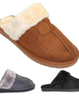 WOMENS LADIES FAUX FUR LINED SLIP on COMFY WARM WINTER SLIPPERS MULES SHOES SIZE - Toi ‘n’ Moi Ltd
