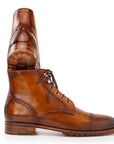 Paul Parkman Men's Brown Burnished Leather Cap Toe Boots (ID
