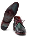 Paul Parkman Men's Green & Purple Woven Leather Chukka Boots (ID