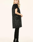 Short Sleeve Crushed Velvet Tunic Dress