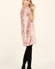 Short Sleeve Crushed Velvet Tunic Dress