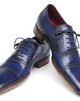 Paul Parkman Men's Captoe Navy Blue Hand Painted Oxfords (ID