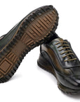 Paul Parkman Men's Green Patina Leather Sneakers (ID
