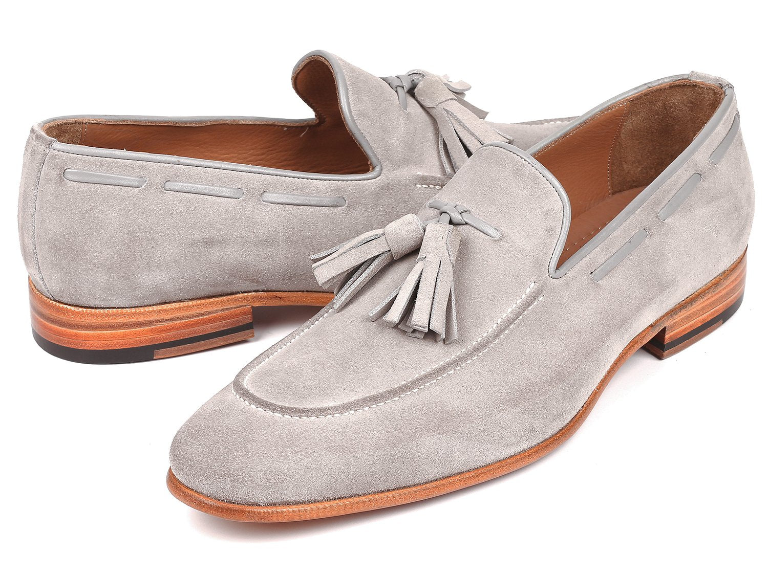 Paul Parkman Men's Tassel Loafers Grey Suede (ID