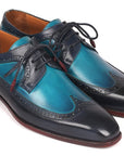 Paul Parkman Men's Blue Dual Tone Wingtip Derby Shoes (ID