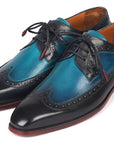 Paul Parkman Men's Blue Dual Tone Wingtip Derby Shoes (ID