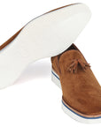 Paul Parkman Men's Smart Casual Tassel Loafers Camel Suede (ID