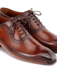 Paul Parkman Men's Brown Burnished Leather Handmade Oxfords (ID