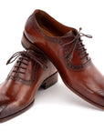 Paul Parkman Men's Brown Burnished Leather Handmade Oxfords (ID