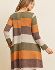Long Sleeved Rib Stripe Pocket Dress