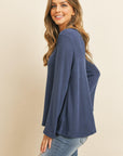 Criss Cross Neck Long Sleeve Hacci Top