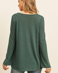 Criss Cross Neck Long Sleeve Hacci Top
