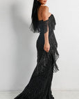 Black Fringe Evening Gown - Toi ‘n’ Moi Ltd