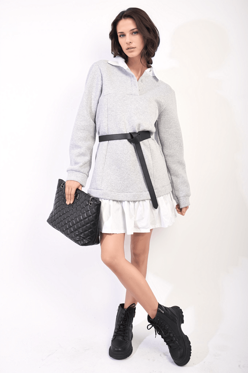 Collared Long Sleeve Mini Dress - Toi ‘n’ Moi Ltd