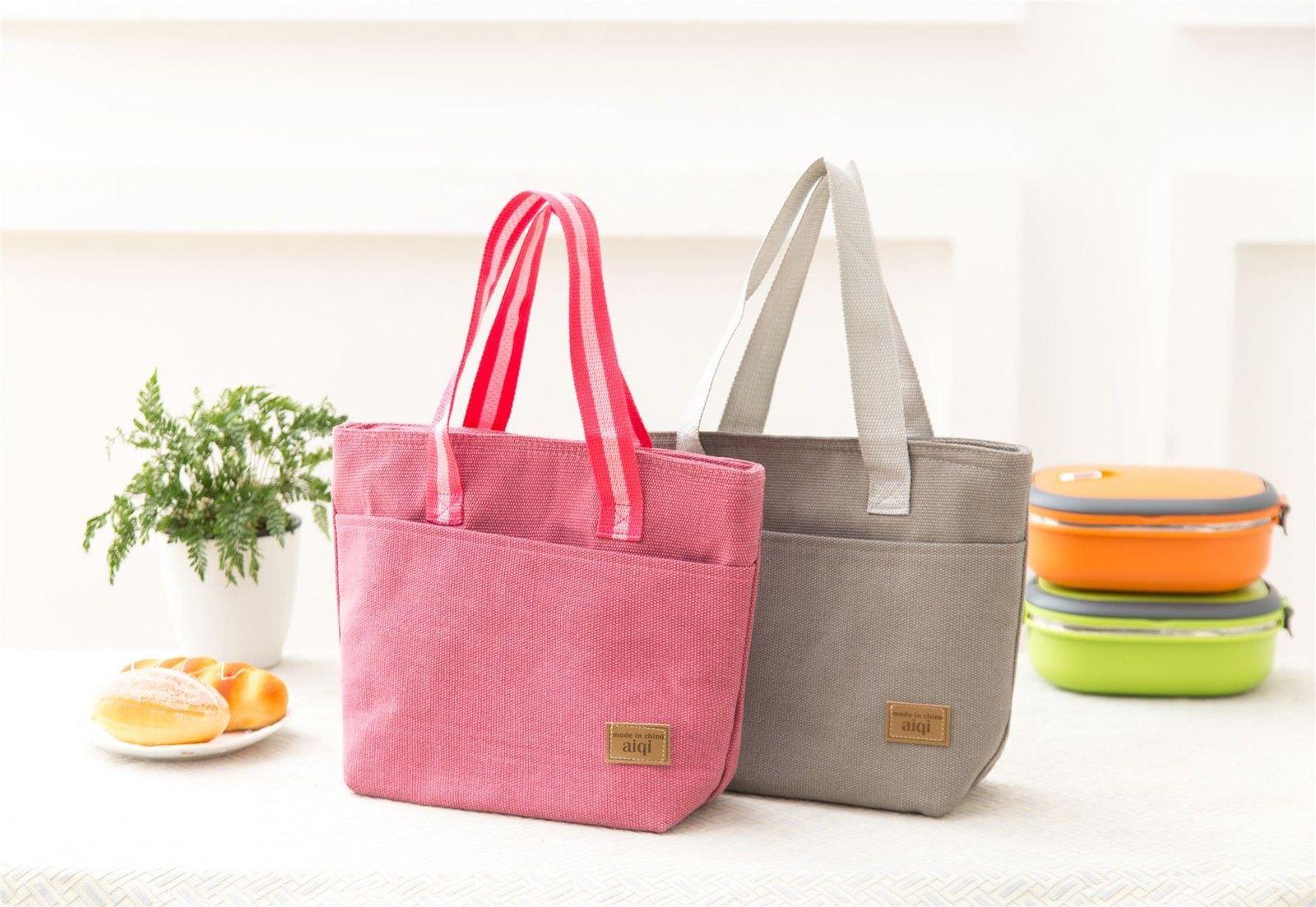 Vinsani Insulated Tote Canvas Thermal Lunch Bag Reusable Portable Cooler Bag Lightweight Convenient Foldable for Work School Picnic Office Adults & Kids - Toi ‘n’ Moi Ltd